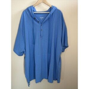 KS Island Blue Cotton Short Sleeved Hooded Pullover Mens Shirt 5XL